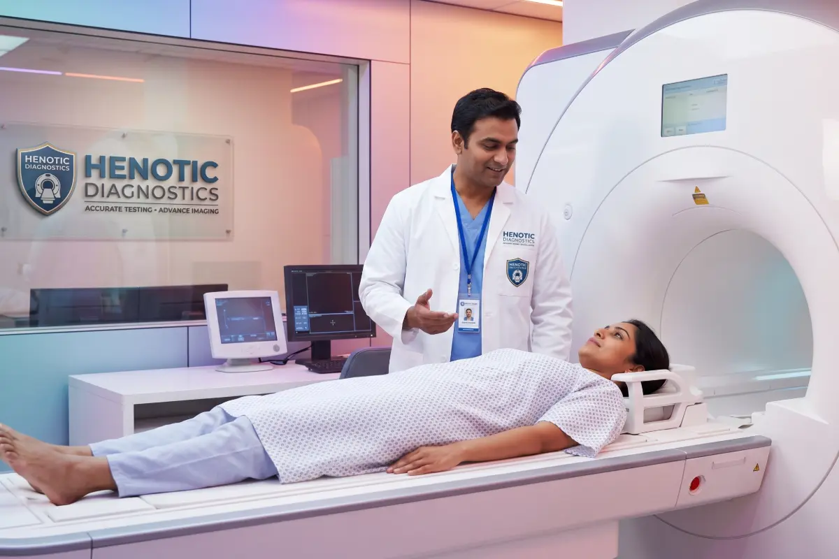 Patient undergoing a safe MRI MRCP scan in Nerul Navi Mumbai